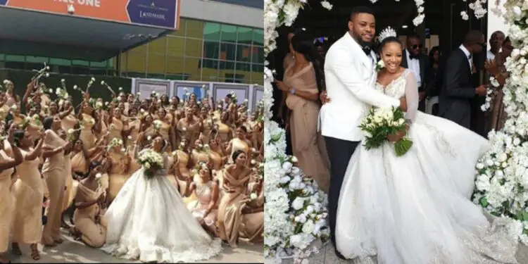 Some of the bridesmaids were wearing slippers Sandra Ikeji dragged for hiring Instagram vendors to be her 200 bridesmaids 750x375 1