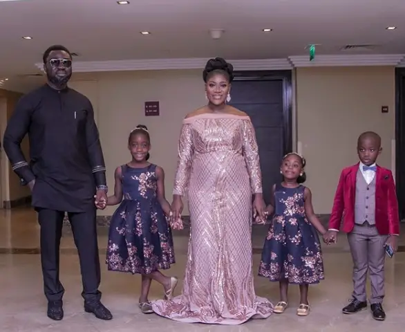 mercy johnson okojie flaunts husband and kids at the premiere of her movie photos