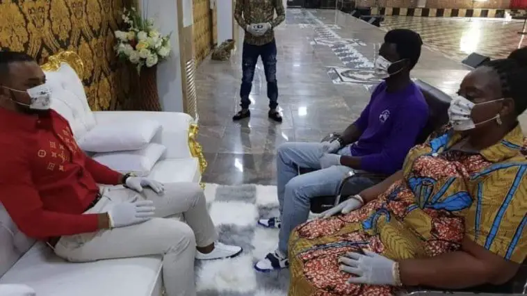 Bishop Obinim wears Face Mask and Hand Gloves for Counseling