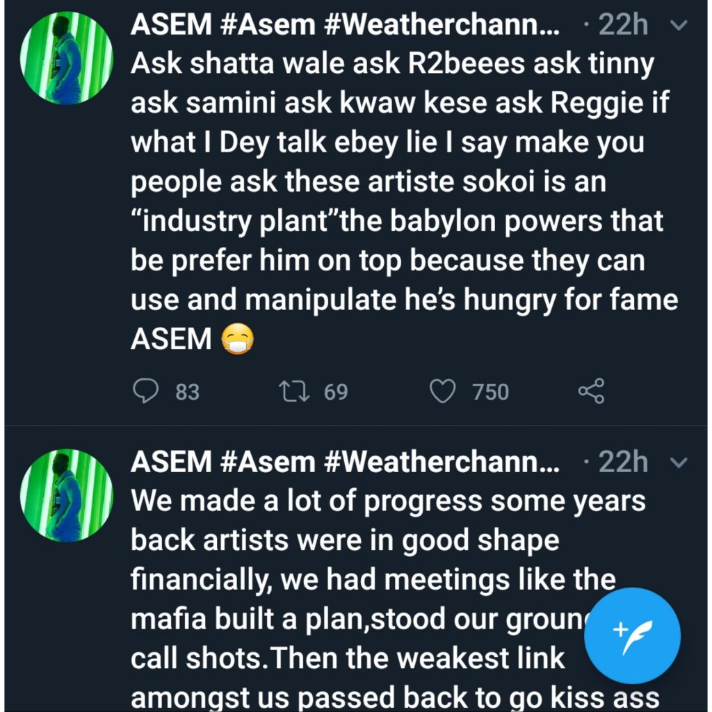 Asem Blames Sarkodie For The Hungry State Of Ghanaian Artistes 2 Asem has blamed rapper Sarkodie for the hungry state of Ghanaian artistes