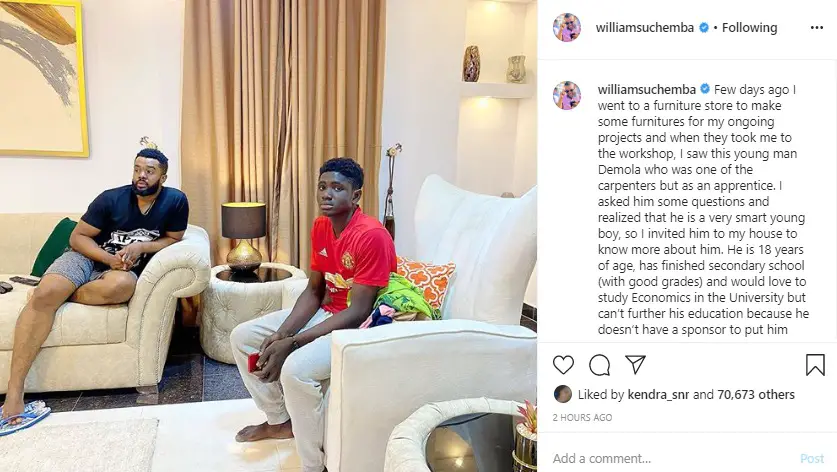 Williams Uchemba Adopts 18-Year-Old Boy