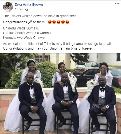 Two sets of triplets marry each other on the same day (Photos) 2 triplets marry each other