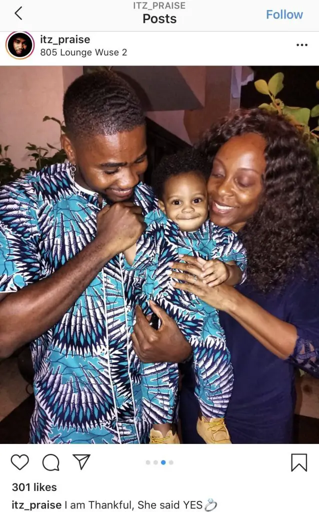 photos of bbnaija housemate praise with wife and kid pop up after he said he is single 1 scaled