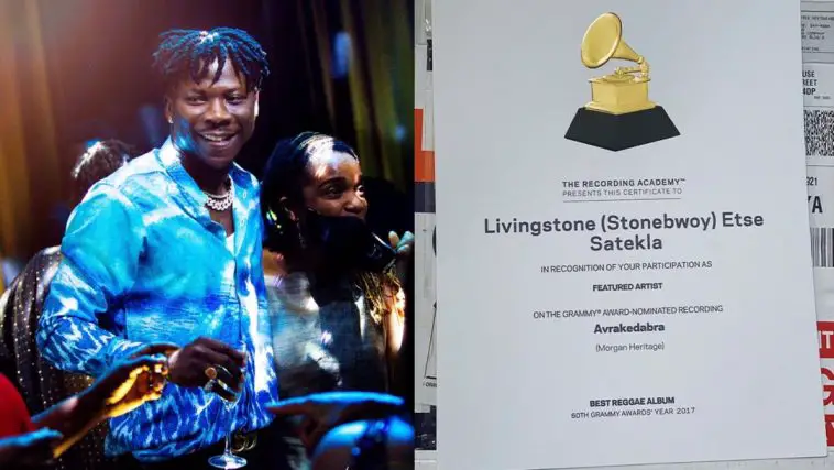 Stonebwoy Receives Recognition Certificate From Grammy