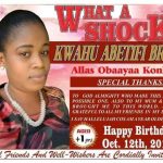 Kwahu Abetifi Broni Uses Funeral Poster To Celebrate Her Birthday