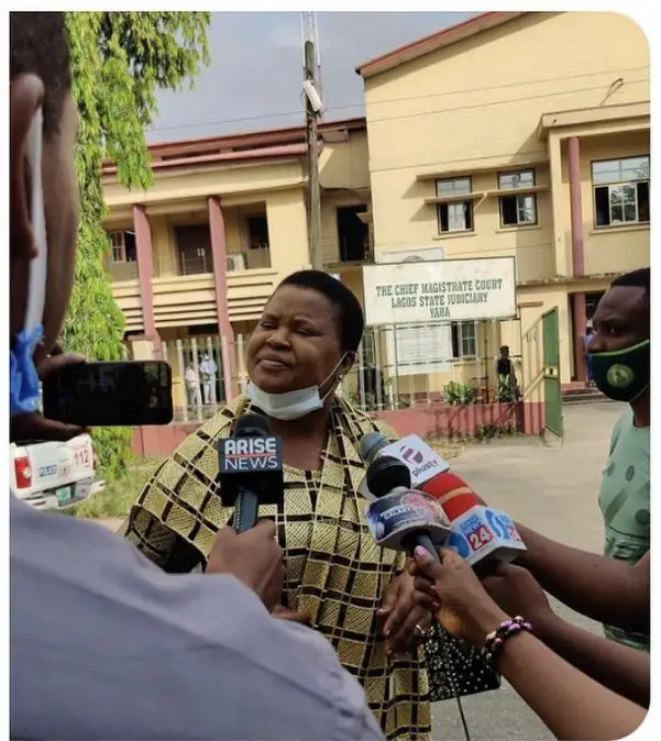 Eromosele’s mother speaking to Journalist outside the court house.