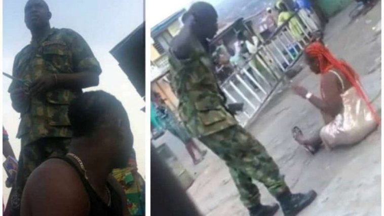 Soldier spotted beating woman in Ibadan has been arrested