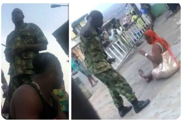 Soldier spotted beating woman in Ibadan has been arrested