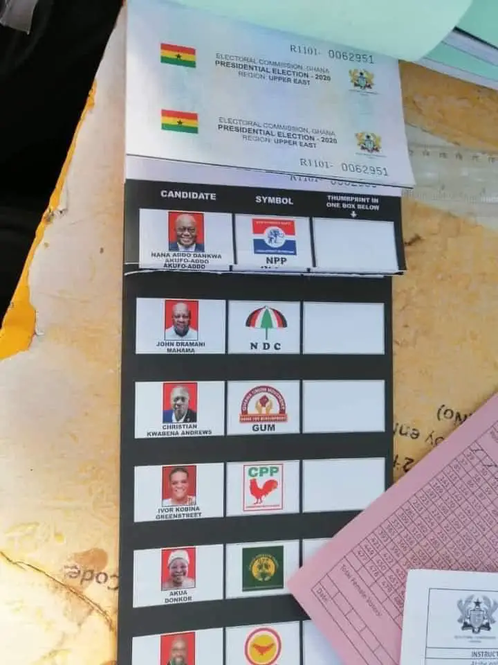 Akufo Addo’s Picture Cut Out From Two Ballot Papers