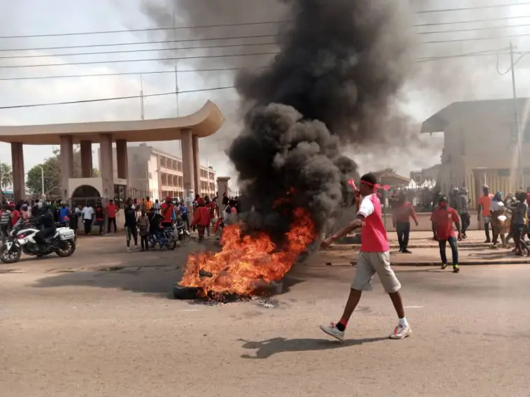 Angry NDC supporters block roads, burn tyres in protest against EC in Kumasi