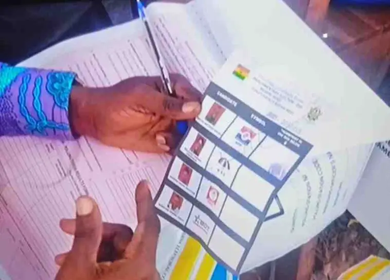 Tension In Sunyani West As EC Issue Alleged Already Thumb-Printed NPP Ballot Papers – Photo