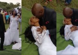 Bride Wig Falls Off As Excited Groom Kisses Her
