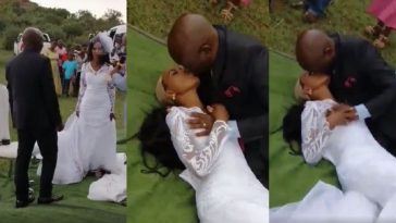 Bride Wig Falls Off As Excited Groom Kisses Her