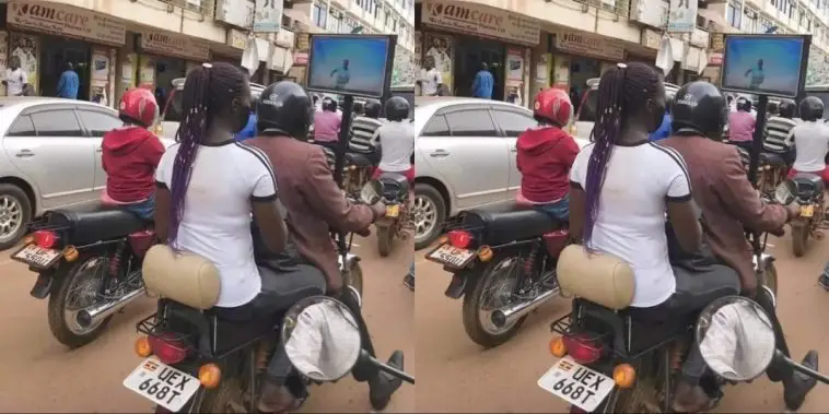 Okada Rider Fixes Flat Screen TV On Motorbike For Passengers to Watch While Riding