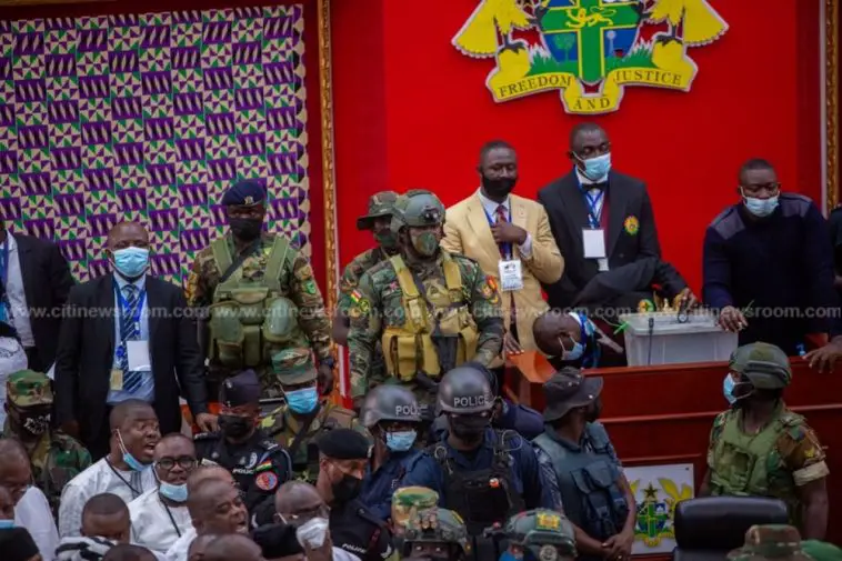 NDC, NPP MPs in standoff as soldiers storm Parliament over chaotic voting process