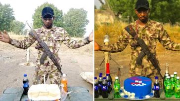 Sire Eneh Gozieboy , Soldier who celebrated birthday with bread gets a big cake (Photos)