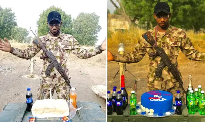 Sire Eneh Gozieboy , Soldier who celebrated birthday with bread gets a big cake (Photos)