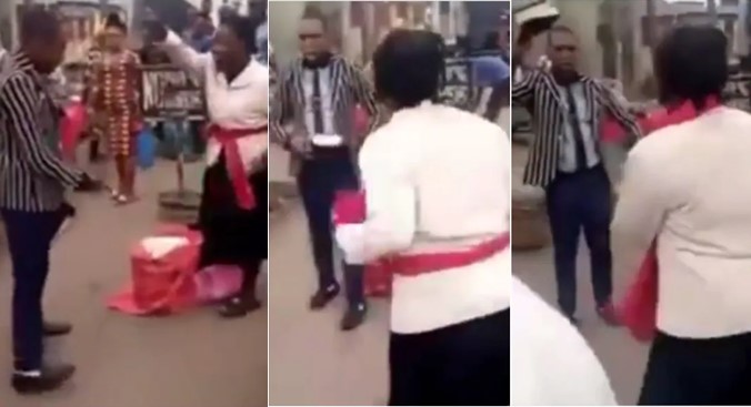 Video of two preachers fighting over preaching spot