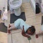 Little girl fakes having convulsion, falls to the ground after her mother caught her messing up the bathroom (Video)