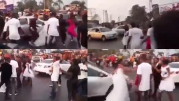 Drama as bride finds out on the way to church that her husband-to-be has been sleeping with her Chief bridesmaid (Video)