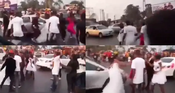 Drama as bride finds out on the way to church that her husband-to-be has been sleeping with her Chief bridesmaid (Video)