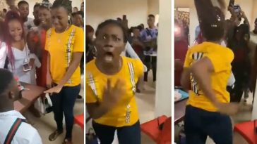 Confusion as lady allegedly runs mad while trying to accept proposal ring from boyfriend (Video)