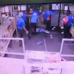 Employees of a company caught on CCTV beating up a man and his friend for being disrespectful (Video)