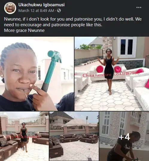 Okoronkwo Nneora Chikaodiri Wows Social Media Users With Her Carpentry Skills