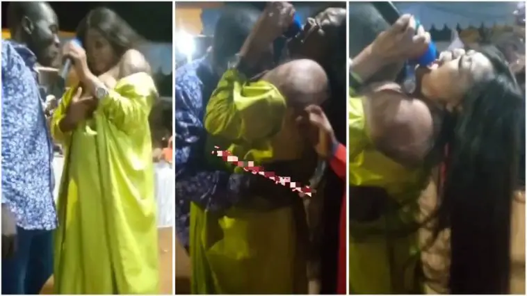 Shocking as man sucks breast of female MC at a party