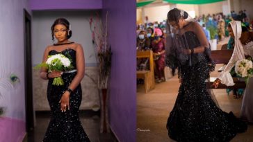 Bride breaks the norm as she rocks black gown to her white wedding