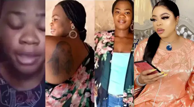 Lady disowned for tattooing Bobrisky on her body cries out for help, says she’s homeless (Video)