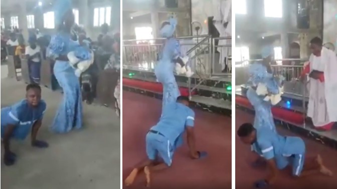 Physically-disabled man dances to the alter with his wife to dedicate their newborn baby (Video)