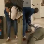 Lady rolls on the floor and burst into tears as her man asks for her hand in marriage (Video)