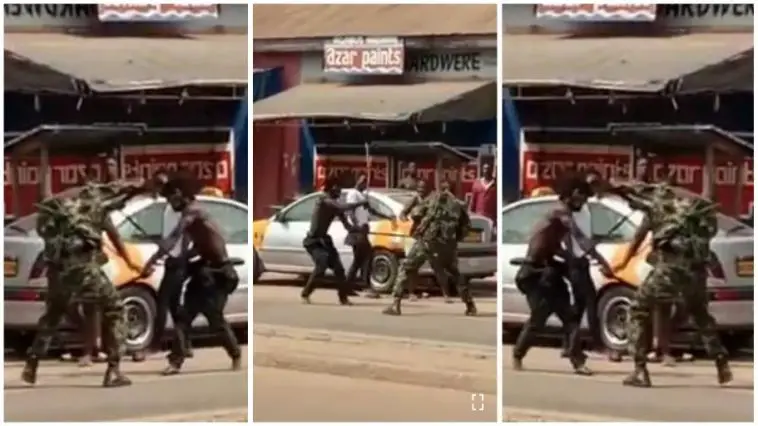 Some residents of Sunyani beat 2 soldiers to pulp; video drops [watch]