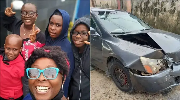 Adaku of ‘Jenifa’s Dairy’ gives thanks to God as she and her kids survive car accident