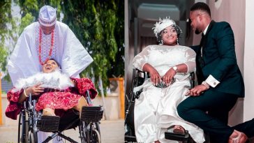 Physically challenged lady appreciates her husband as she shares photos from their wedding