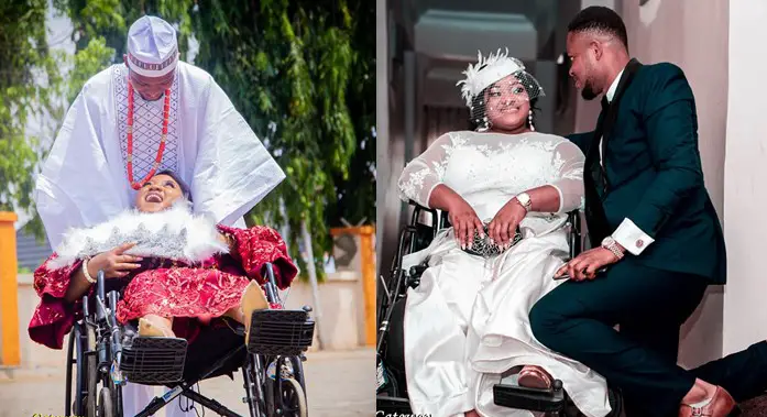 Physically challenged lady appreciates her husband as she shares photos from their wedding