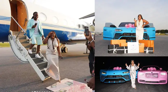 Man spoils his wife with Rolls Royce, Lamborghini, other packages as birthday gifts (Photos/Video)