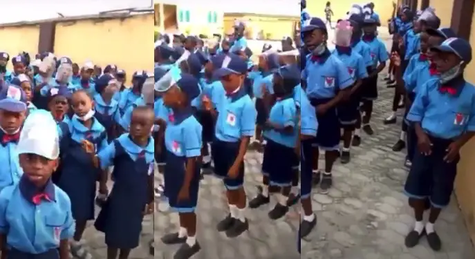 Video of primary school pupils reciting anti-sexual assault song at assembly (Watch)