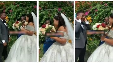 Bride issues stern warning to her groom as they wed (Video)