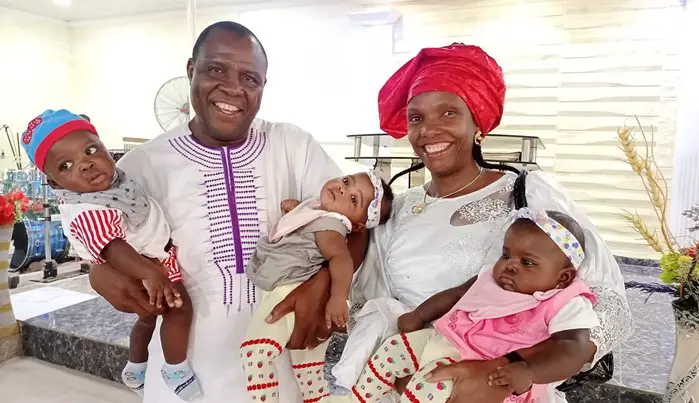 man welcomes triplets with his wife after 15 years of marriage (Photos)