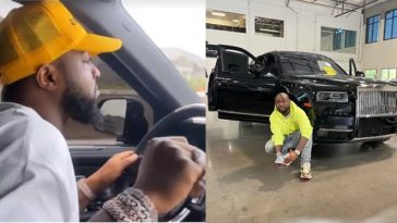Beautiful moment Davido pulled up to his dad’s Atlanta mansion in his new Rolls Royce (Video)