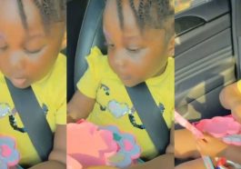 Stonebwoy’s daughter stirs surprise as she does her own makeup