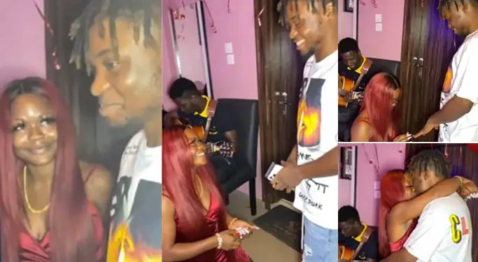 lady proposes to her man in a romantic way (Video)