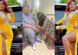 Actress Destiny Etiko kneels down before Pete Edochie as he prayed for her [video]
