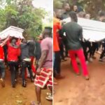 Corpse refuses to be buried as over 10 able-bodied men struggle to carry its coffin (Video)