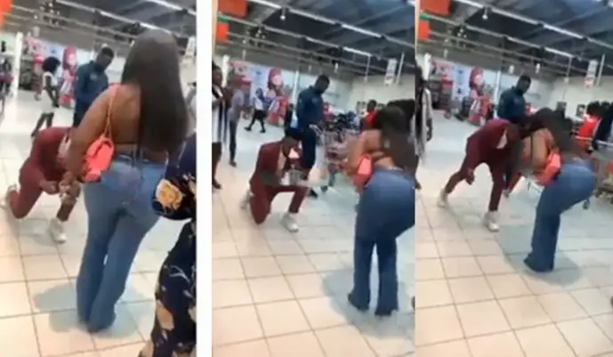 Lady slaps her boyfriend after saying Yes to his proposal, he angrily walks away (Video)