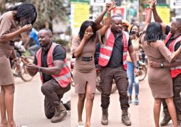 Man blocks traffic on busy highway to propose to his girlfriend (Photos/Video)