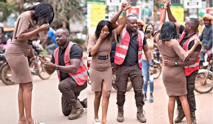 Man blocks traffic on busy highway to propose to his girlfriend (Photos/Video)