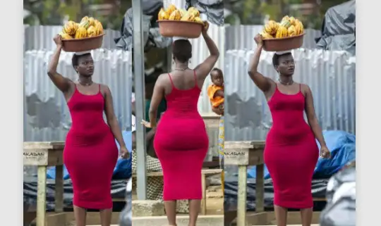 Ghanaians Reacts To Beautiful Curvaceous Lady Selling Cocoa On Street [Photos]